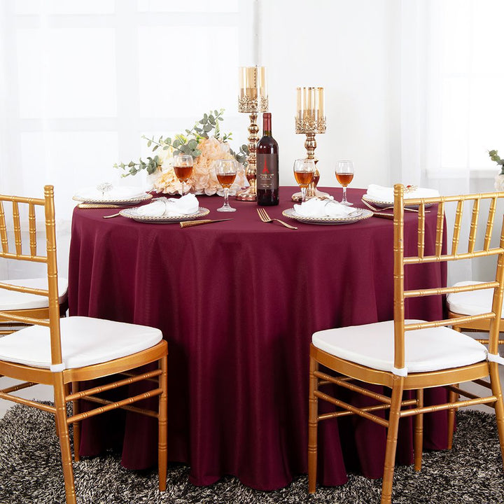 90" Seamless Round Heavy Duty Premium Polyester (240 GSM) Tablecloth - Burgundy (1pc)