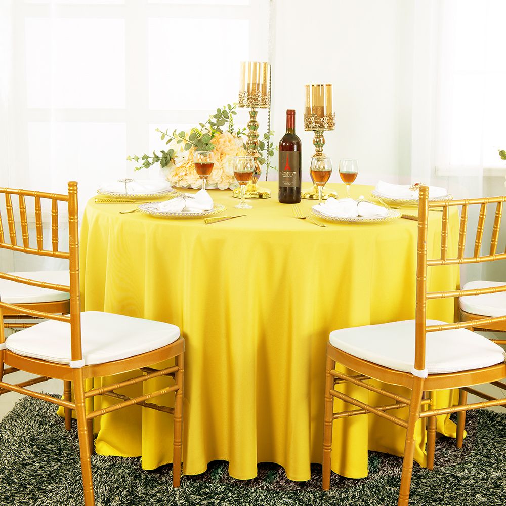 90" Seamless Round Heavy Duty Polyester (220 GSM) Tablecloth - Canary Yellow (1pc)