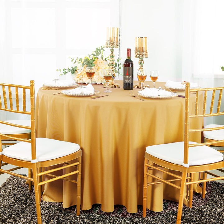 90" Seamless Round Heavy Duty Premium Polyester (240 GSM) Tablecloth - Gold (1pc)