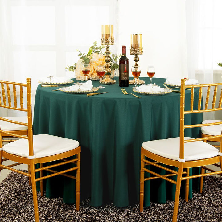 90" Seamless Round Heavy Duty Premium Polyester (240 GSM) Tablecloth - Hunter Green/Holly Green (1pc)