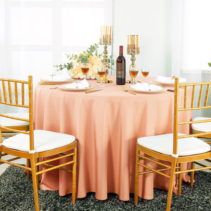 90" Seamless Round Heavy Duty Premium Polyester (240 GSM) Tablecloth - Apricot/Peach (1pc)