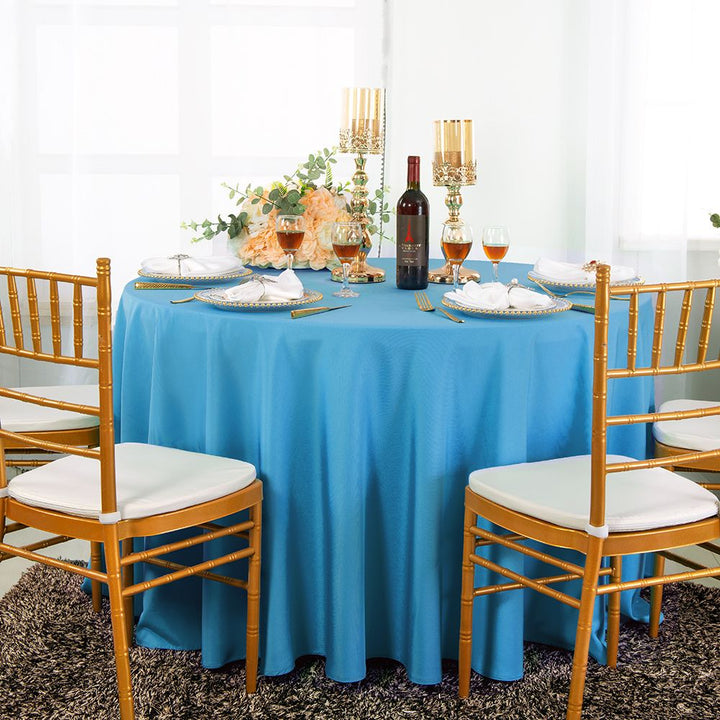 90" Seamless Round Heavy Duty Premium Polyester (240 GSM) Tablecloth - Turquoise (1pc)