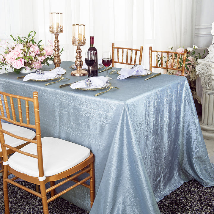 Nappe rectangulaire en taffetas écrasé sans couture, 90 "x 132", bleu poussiéreux (1 pièce)