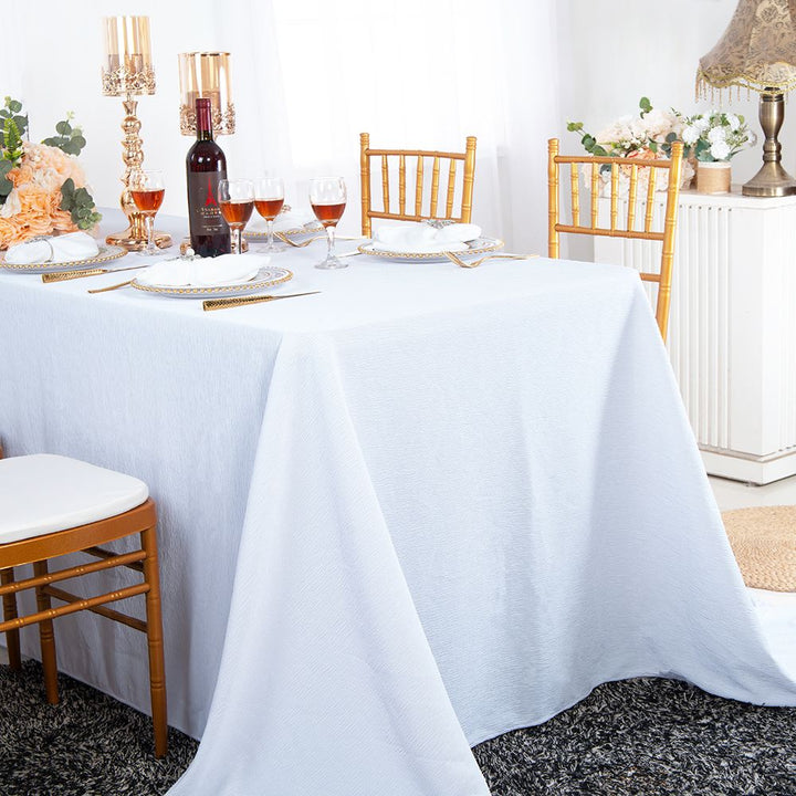Nappe rectangulaire froissée en plongée (sans plis) de 90 "x 132" - Blanc (1 pièce)
