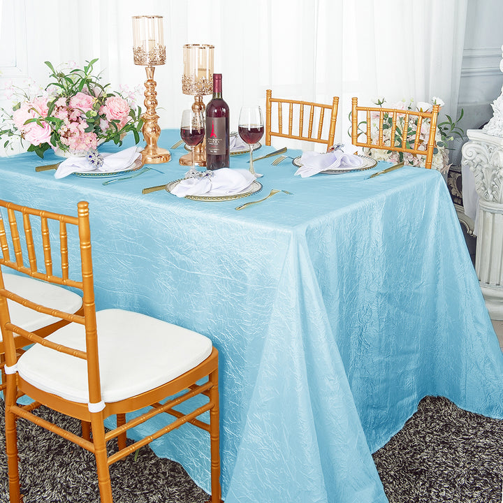 Nappe rectangulaire en taffetas écrasé sans couture, 90 "x 132", bleu bébé (1 pièce)