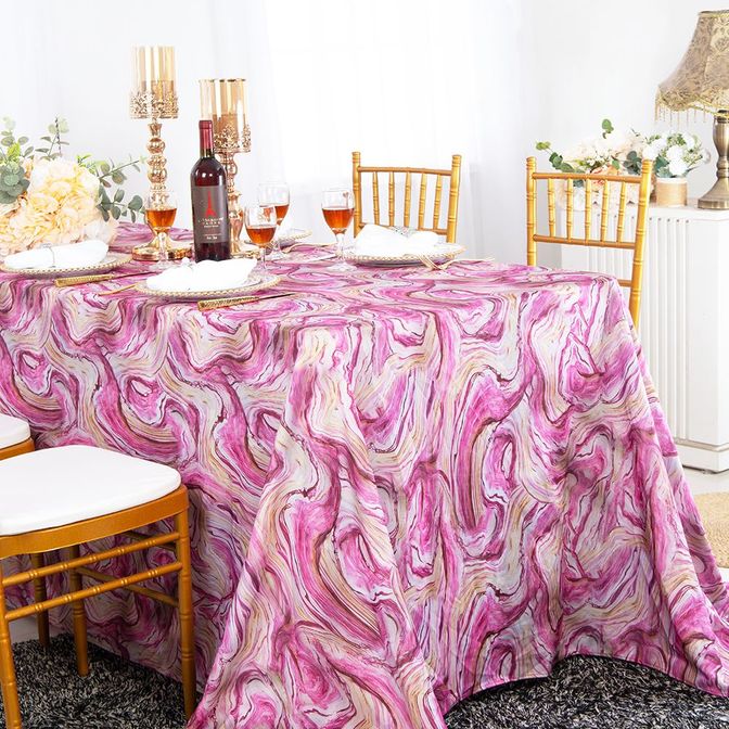 90"x132" Seamless Rectangular Agate Scuba (Wrinkle-Free) (220 GSM) Tablecloth - Pink (1pc)
