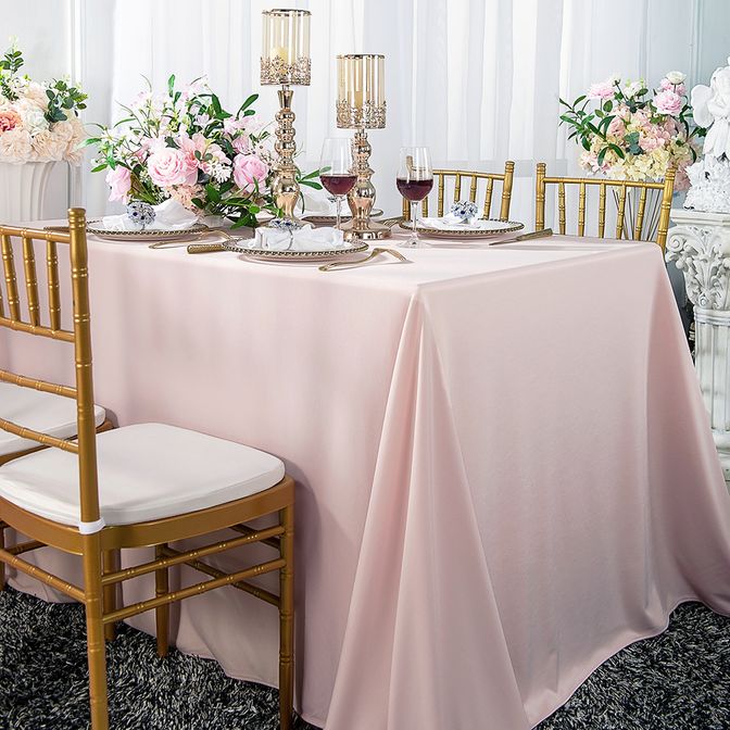 Nappe de plongée rectangulaire sans couture (sans plis) de 90 "x 132" - Rose Blush/Or Rose (1 pièce)