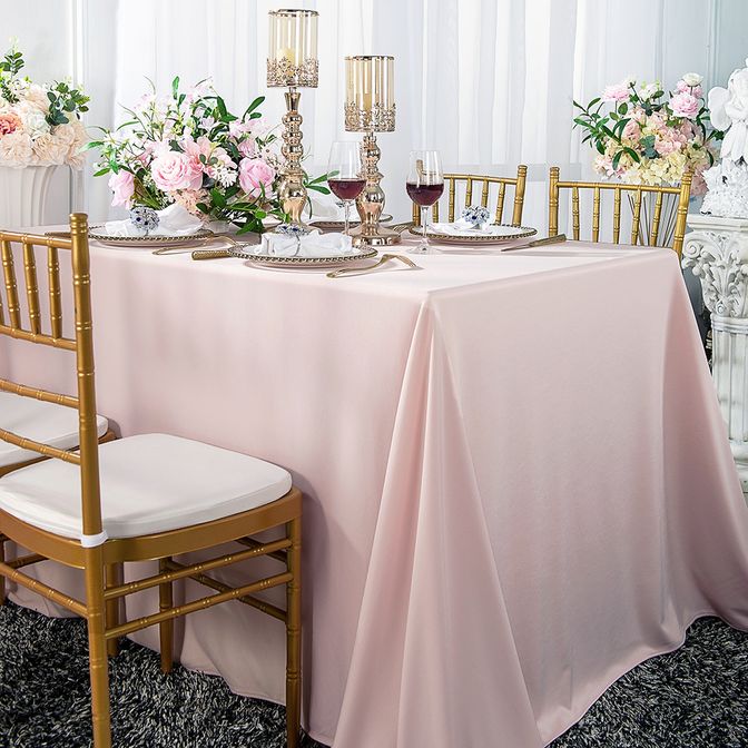 90"x156" Seamless Rectangular Scuba (Wrinkle-Free) (220 GSM) Tablecloth - Blush Pink/Rose Gold (1pc)