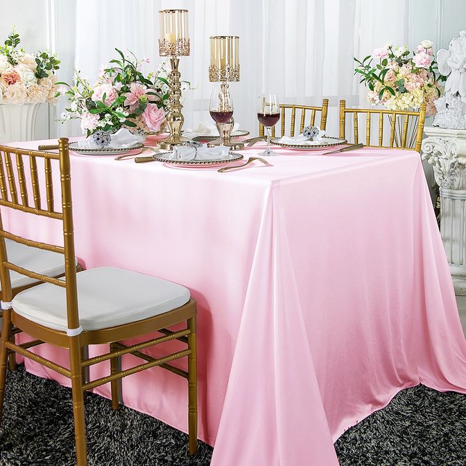 60"x120" Seamless Rectangular Scuba (Wrinkle-Free) (220 GSM) Tablecloth - Pink (1pc)