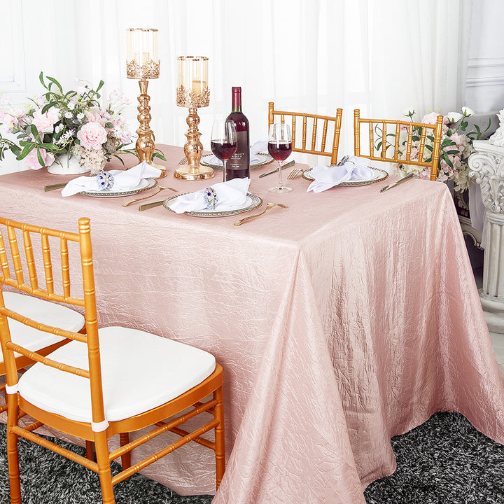 Nappe rectangulaire en taffetas écrasé sans couture, 90 "x 132", rose pâle/or rose (1 pièce)