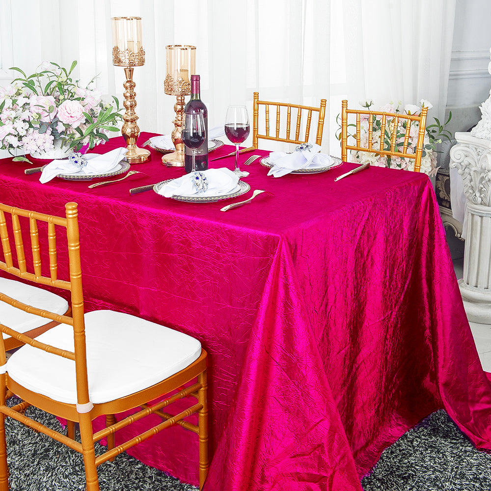 90"x132" Seamless Rectangular Crushed Taffeta Tablecloth - Fuchsia (1pc))