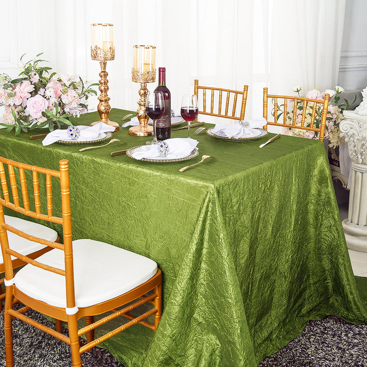 Mantel rectangular de tafetán triturado sin costuras de 90 "x 132" - Verde musgo (1 unidad)