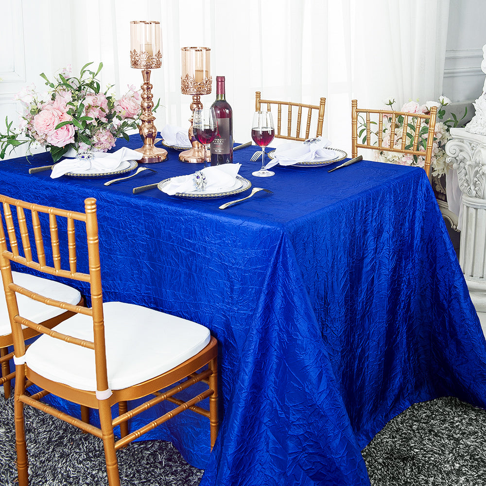 Nappe rectangulaire en taffetas écrasé sans couture, 90 "x 132", bleu royal (1 pièce)