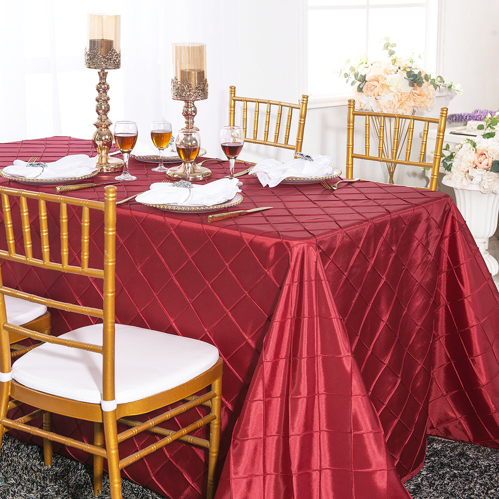 90"x132" Seamless Rectangular Pintuck Taffeta Tablecloth - Apple Red (1pc)