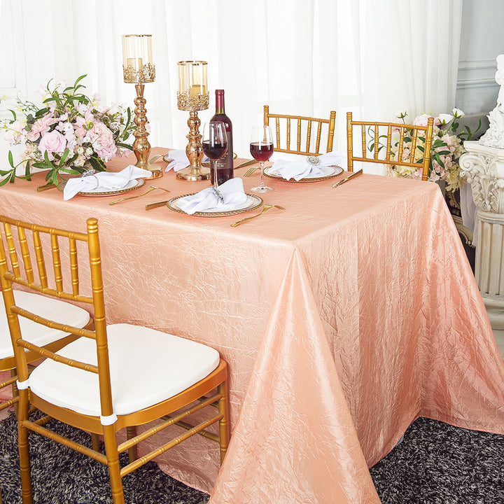 90"x156" Seamless Rectangular Crushed Taffeta Tablecloth - Apricot/Peach (1pc)