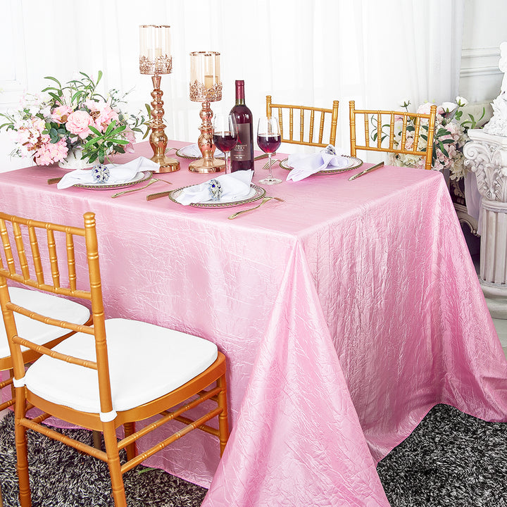 90"x156" Seamless Rectangular Crushed Taffeta Tablecloth - Pink (1pc)
