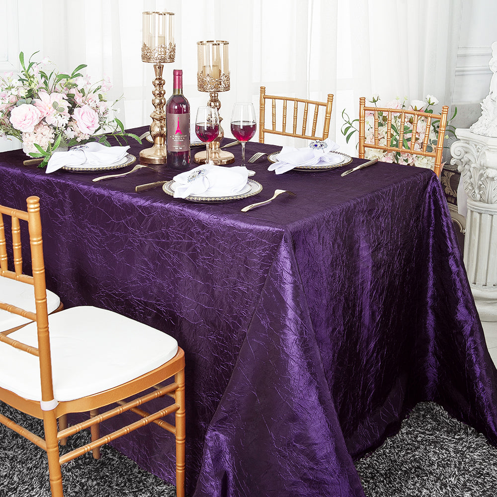 90"x156" Seamless Rectangular Crushed Taffeta Tablecloth - Eggplant (1pc)