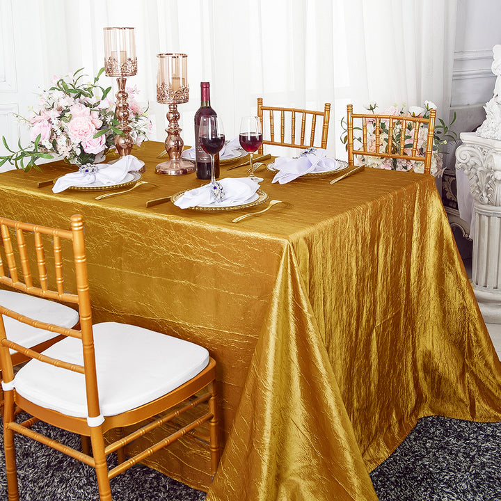 90"x156" Seamless Rectangular Crushed Taffeta Tablecloth - Gold (1pc)
