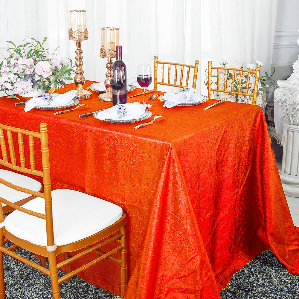 90"x156" Seamless Rectangular Crushed Taffeta Tablecloth - Orange (1pc)