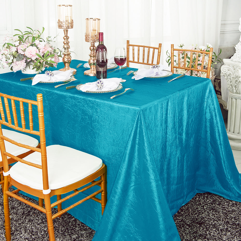 Nappe rectangulaire en taffetas écrasé sans couture 90"x156" - Turquoise (1pc)