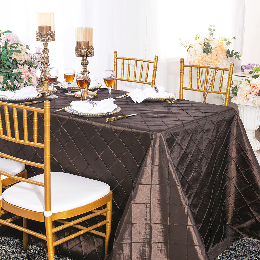 Pintuck Rectangular Chocolate Rectangle Banquet Pintuck Tablecloths – Wedding Linens Inc.
