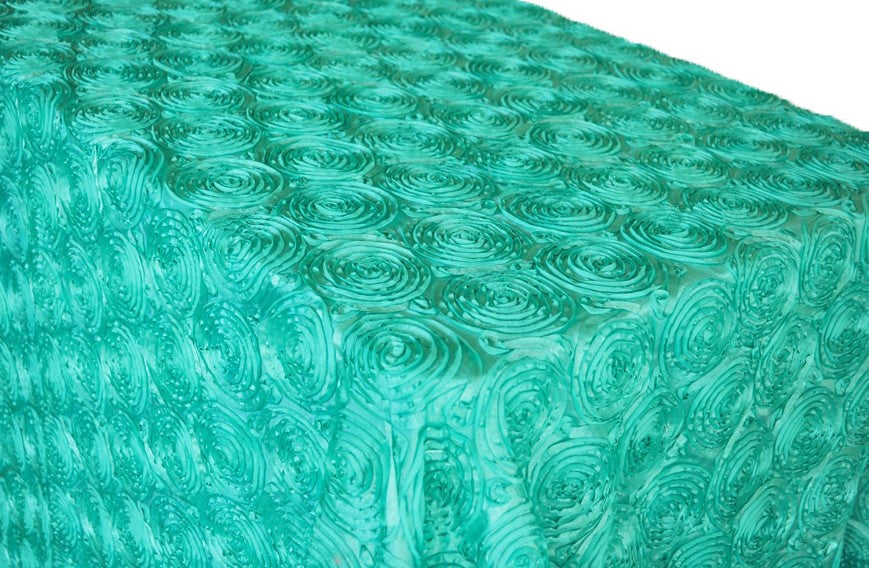 90"x132" Seamless Rectangular Satin Rosette Tablecloth - Tiff Blue/Aqua Blue (1pc)