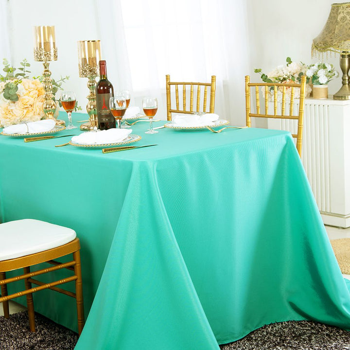 Nappes rectangulaires en polyester 90"x132" - Bleu Tiff/Bleu Aqua (1pc)