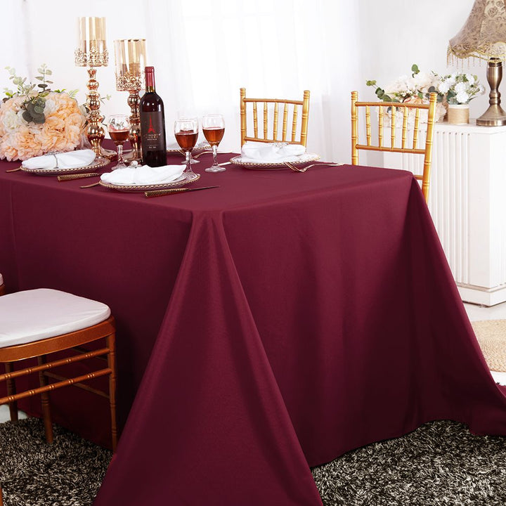 90"x132" Seamless Rectangular Premium Polyester (240 GSM) Tablecloth - Burgundy (1pc)