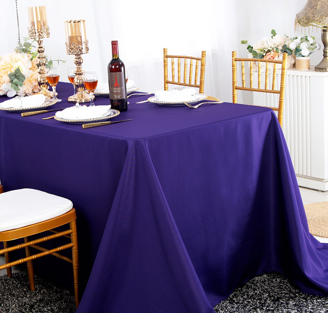 90"x132" Seamless Rectangular Polyester (220 GSM) Tablecloth - Regency Purple (1pc)