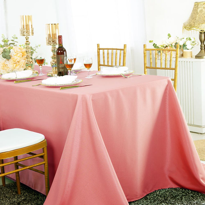 Nappes rectangulaires en polyester 90"x132" - Rose rose (1pc)