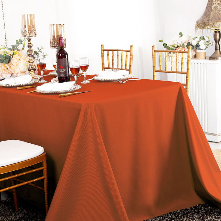 90"x132" Seamless Rectangular Premium Polyester (240 GSM) Tablecloth - Rust/Burnt Orange (1pc)