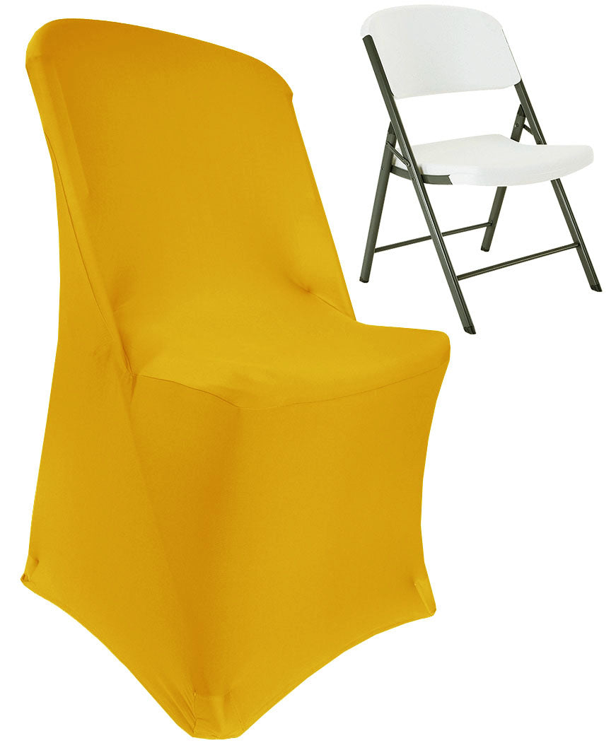 Funda para silla plegable de por vida de spandex premium (220 g/m²) - dorado (1 unidad)