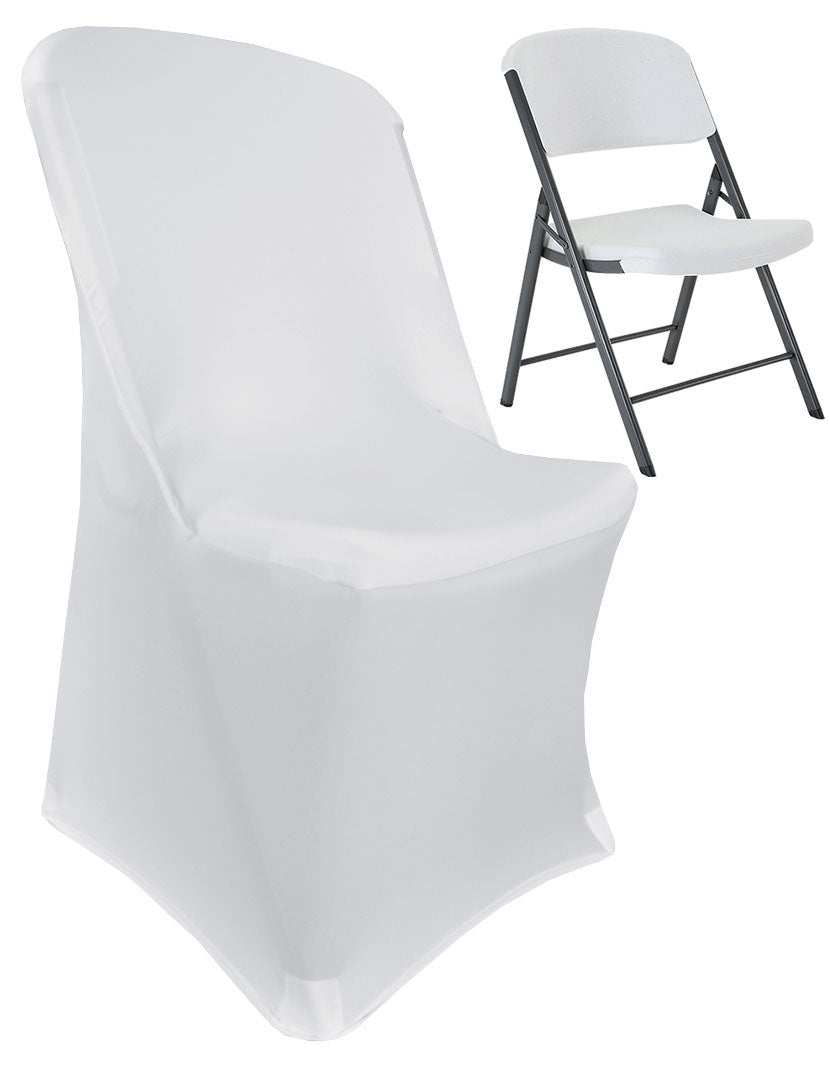 Housse de chaise pliante à vie en élasthanne de qualité supérieure - Blanc (1 pièce)