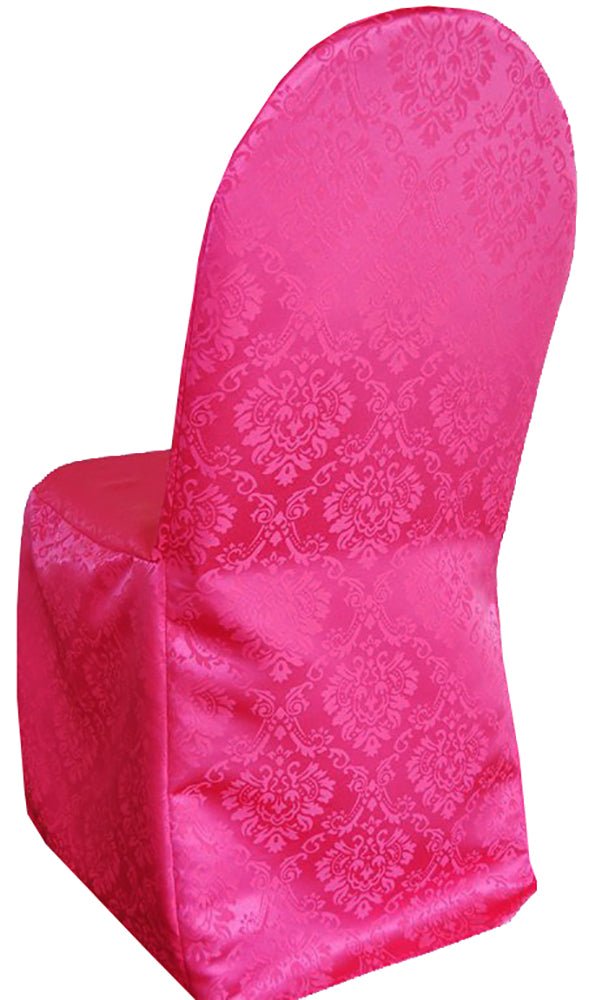 Marquis Damask Jacquard Polyester (240 GSM) Banquet Chair Cover - Fuchsia (1pc)