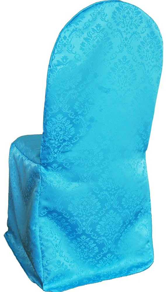 Marquis Damask Jacquard Polyester (240 GSM) Banquet Chair Cover - Turquoise (1pc)