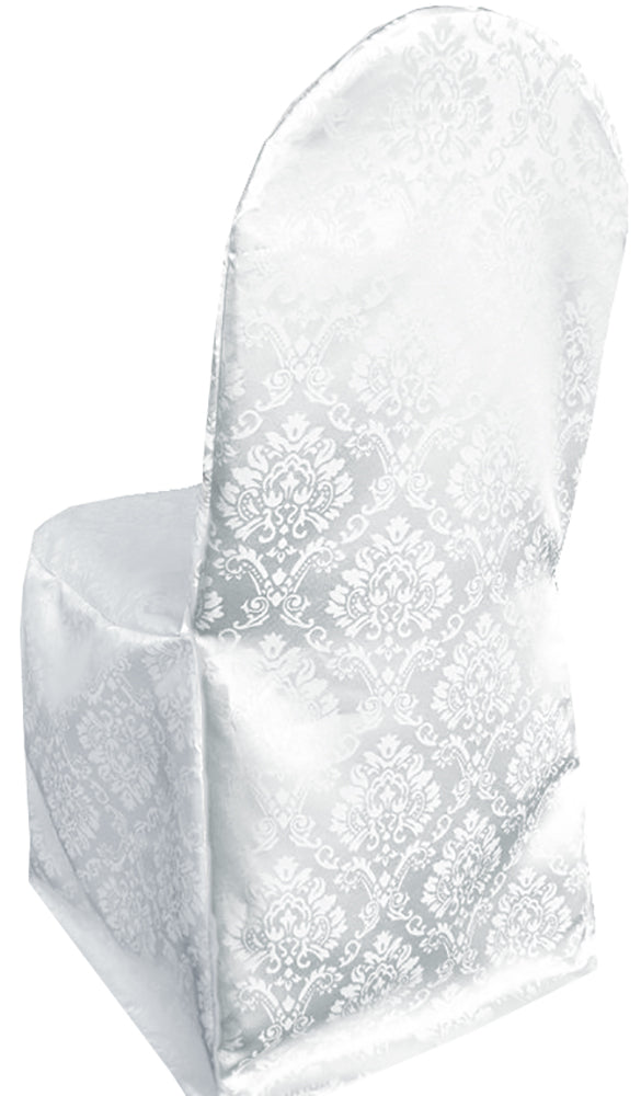 Marquis Damask Jacquard Polyester (240 GSM) Banquet Chair Cover - White (1pc)