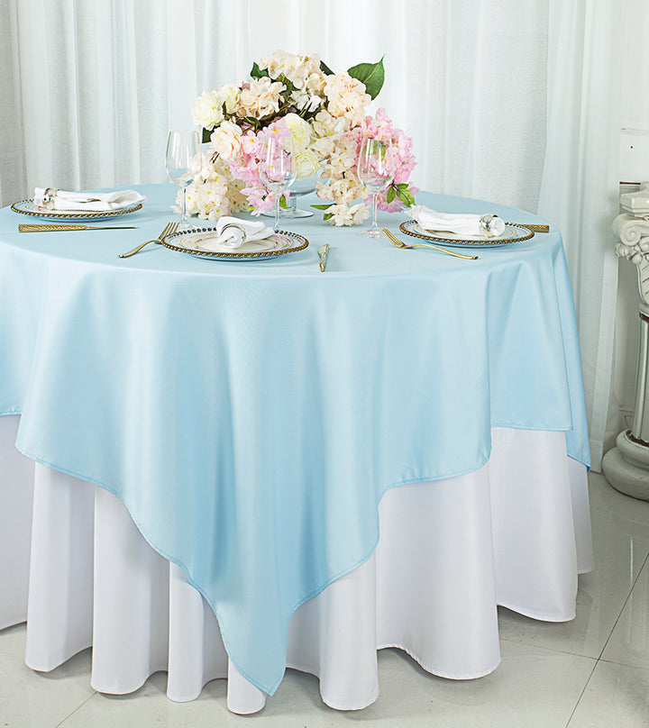 72"x72" Seamless Square Premium Polyester (240 GSM) Table Overlay Topper - Baby Blue (1pc)