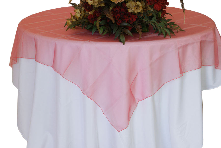 54"x54" Seamless Square Organza Table Overlay - Coral (1pc)
