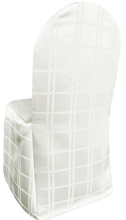 Plaid Jacquard Polyester (240 GSM) Banquet Chair Cover - Ivory (1pc)
