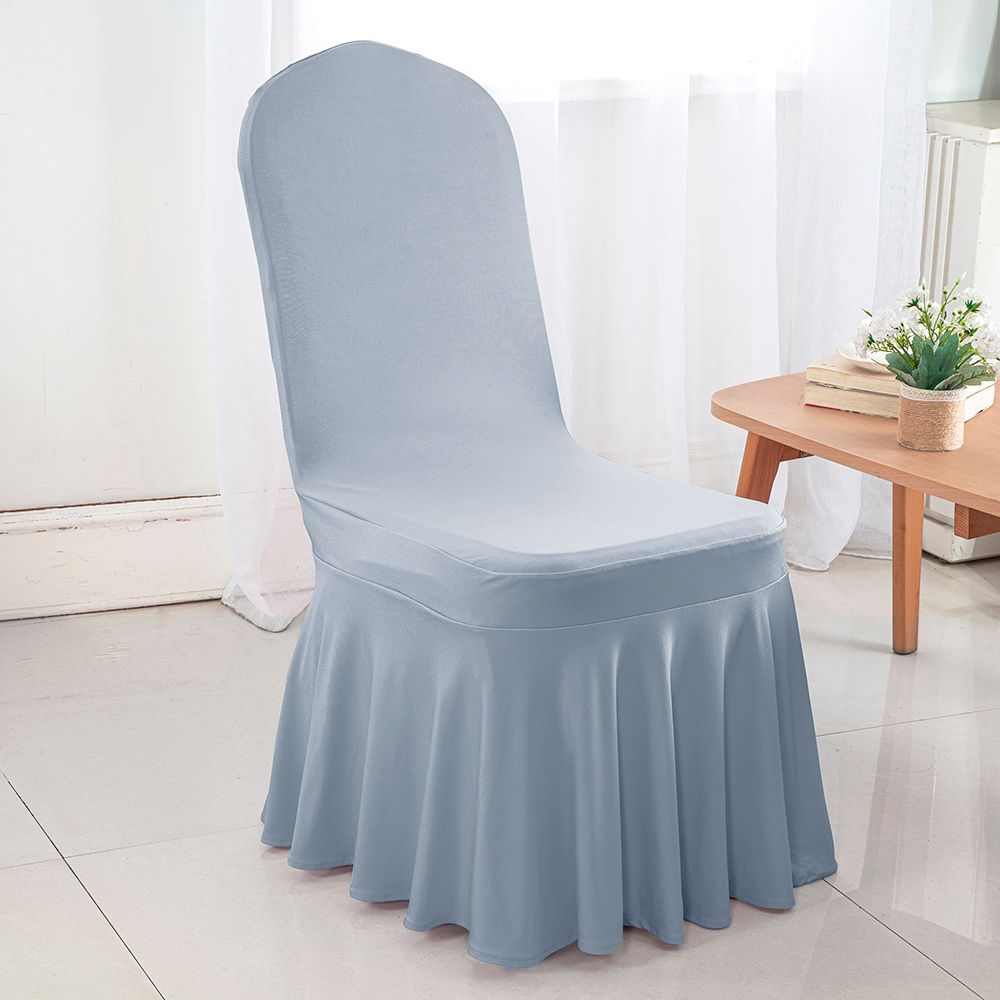 Housse de chaise jupe de banquet en spandex - Bleu poussiéreux (1 pièce)