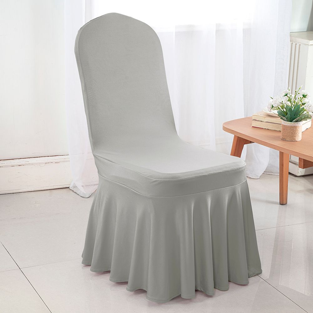 Cubierta de silla de falda de banquete de spandex (220 gsm) - plata (1 pieza)