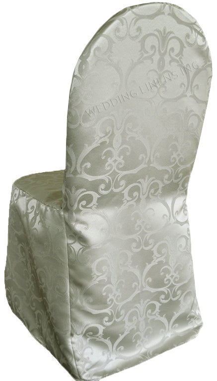 Versailles Chopin Damask Jacquard Polyester (240 GSM) Banquet Chair Cover - Silver (1pc)